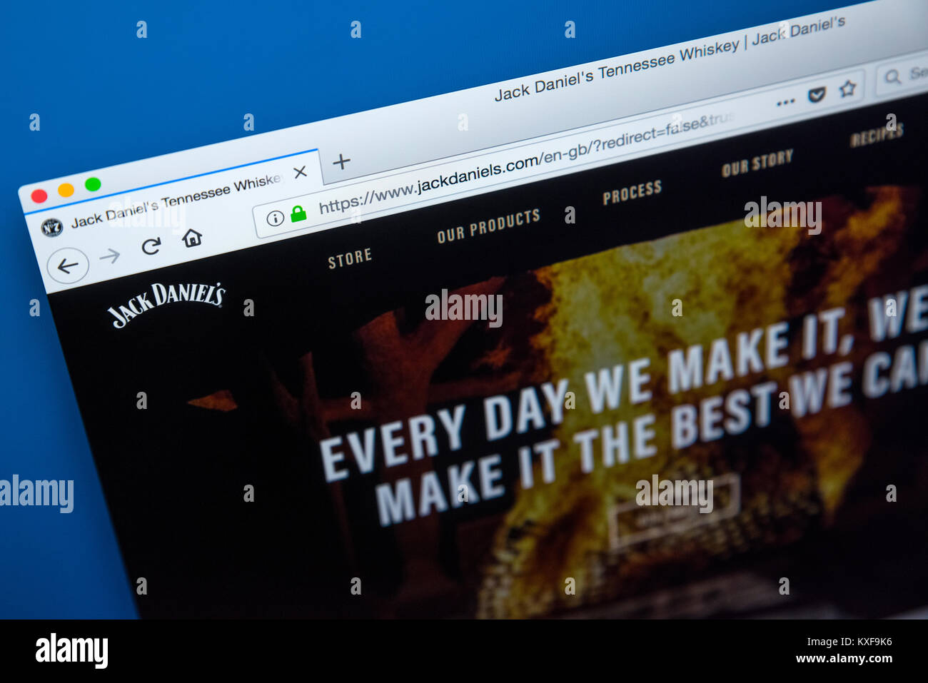 LONDON, Regno Unito - 4 gennaio 2018: la homepage del sito ufficiale di Jack Daniels - la marca del Tennessee whiskey, il 4 gennaio 2018. Foto Stock