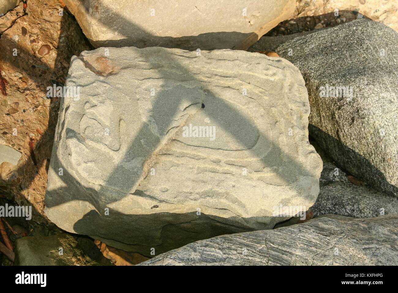 Disegno astratto formata da erosione su una roccia. Foto Stock