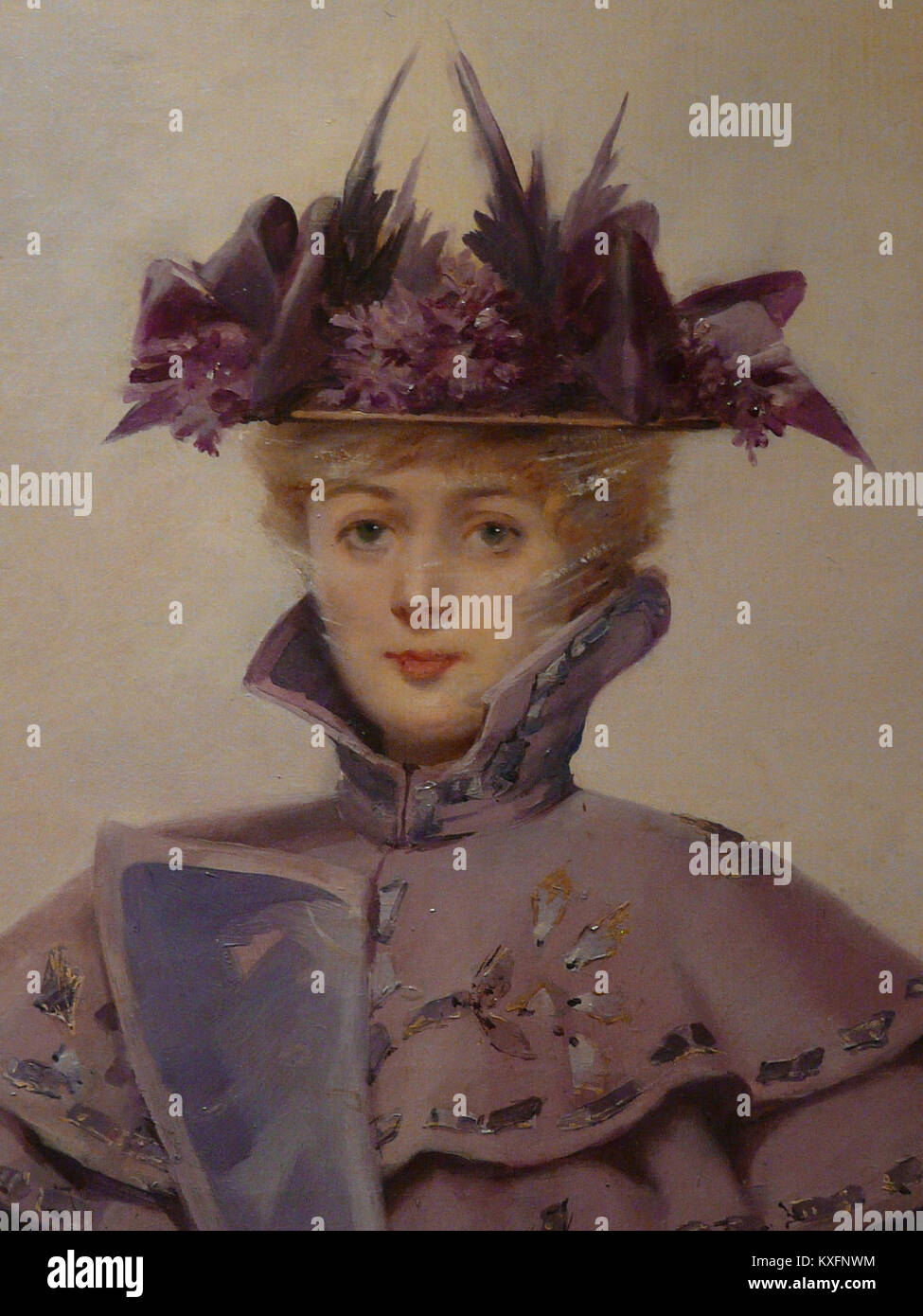 Il dipinto di Louise Abbema del 1894 "l'Élégante" raffigura una donna alla moda in Place de la Concorde a Parigi, illustrando lo stile, la moda e la raffinatezza culturale parigina della fine del XIX secolo. Foto Stock