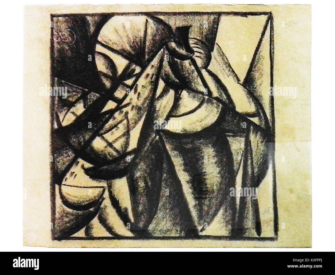 Un ritratto del 1915 di una donna dell'artista ucraino Alexander Bogomazov, una figura importante nel movimento d'avanguardia. Il dipinto riflette il suo caratteristico stile cubo-futurista, enfatizzando l'astrazione geometrica e la composizione dinamica. Foto Stock