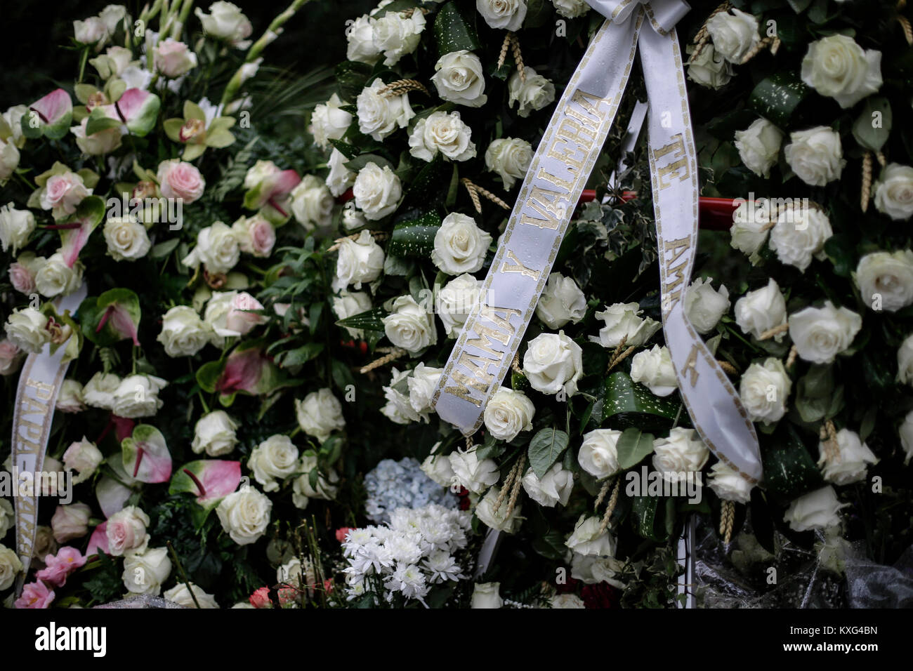 Fiori in memoria di Diana Quer dove il suo corpo è stato trovato in Rianxo martedì 09 gennaio 2018. Credito: Gtres Información más Comuniación on line, S.L./Alamy Live News Foto Stock