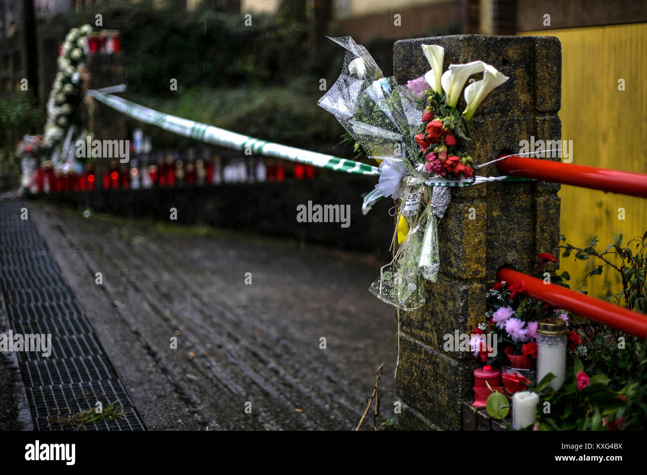 Fiori in memoria di Diana Quer dove il suo corpo è stato trovato in Rianxo martedì 09 gennaio 2018. Credito: Gtres Información más Comuniación on line, S.L./Alamy Live News Foto Stock
