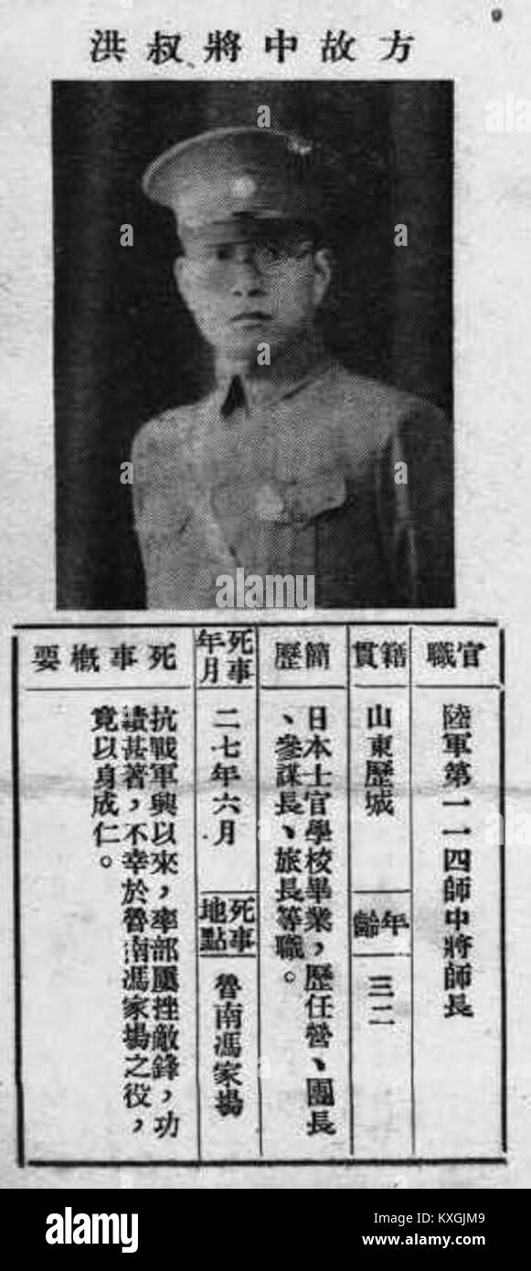 Fang Shuhong era un individuo cinese, storicamente registrato per contributi in campo politico, sociale o culturale. Foto Stock