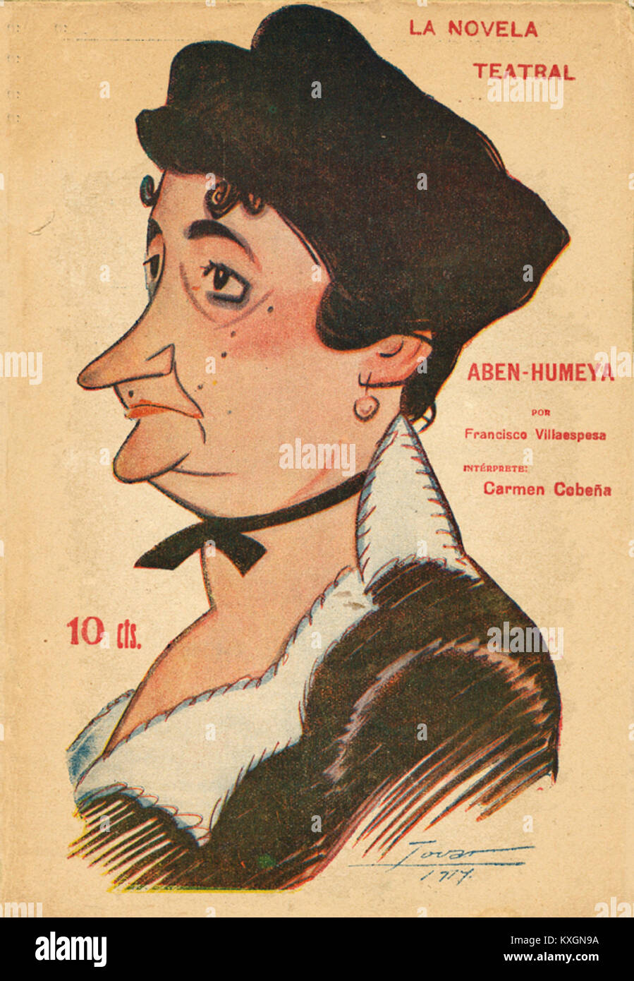 Un numero del 1917 di *la Novela Teatral* con l'attrice Carmen Cobeña, probabilmente illustrata o scritta da Tovar. La pubblicazione celebrava il teatro spagnolo, lo spettacolo e la cultura artistica dell'epoca. Foto Stock