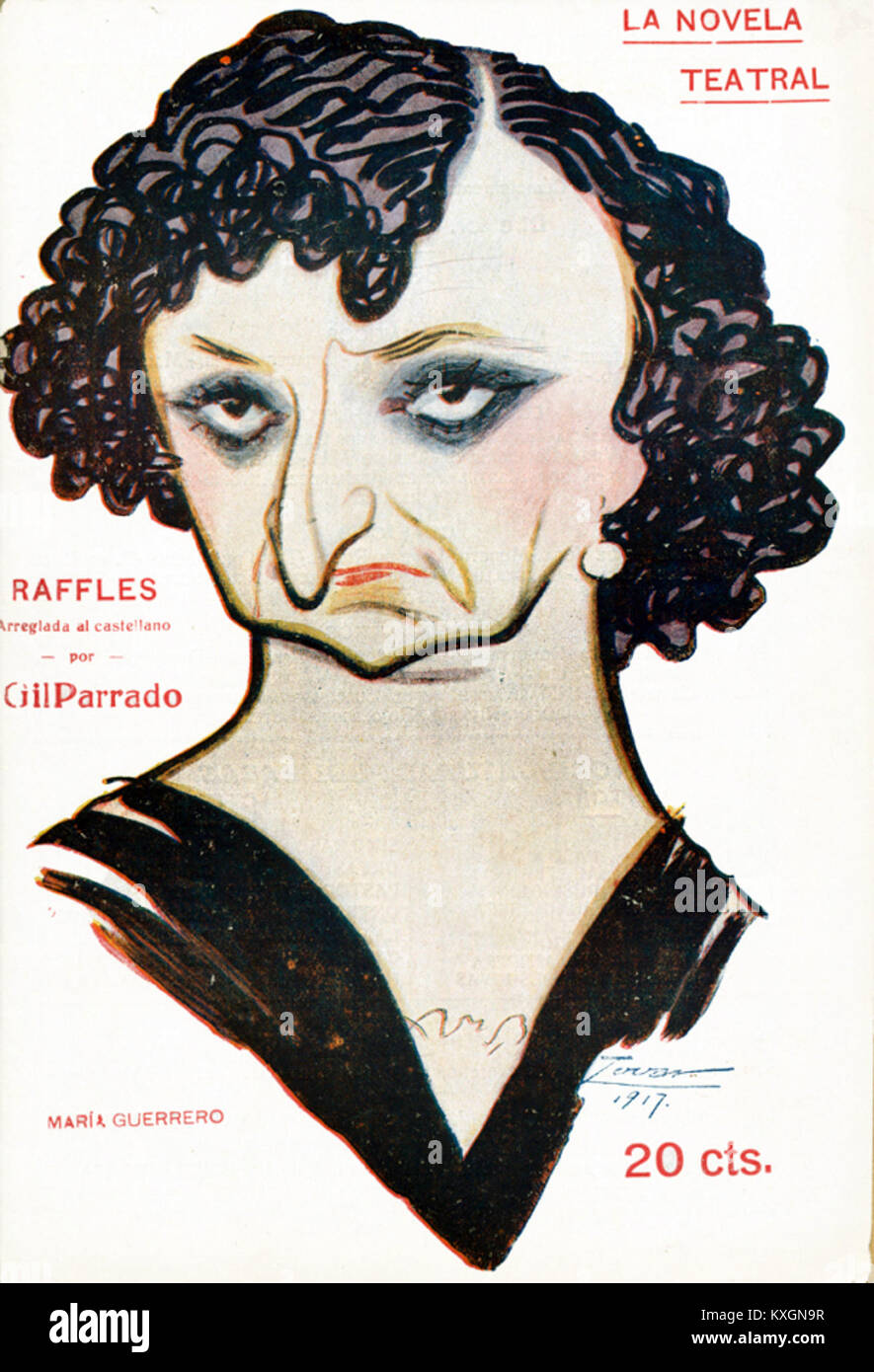 Un numero del 1917 di la Novela Teatral con María Guerrero, una delle attrici più importanti della Spagna all'inizio del XX secolo, sotto l'editore Rogelio Juárez Tovar. Foto Stock