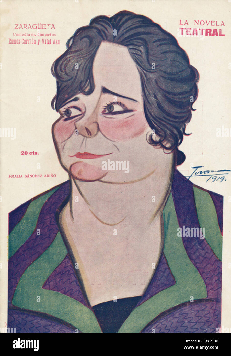 Il 23 marzo 1919, numero de la Novela Teatral, con l'attrice spagnola Amalia Sánchez Ariño de Tovar. La pubblicazione mette in evidenza la sua carriera e influenza nel teatro spagnolo all'inizio del XX secolo. Foto Stock