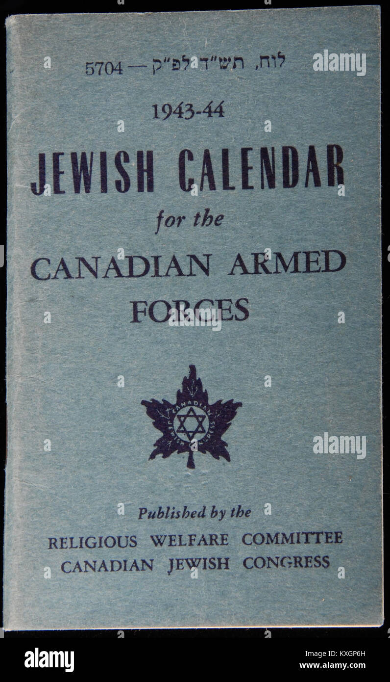 1943-44 calendario Ebraico per le forze armate canadesi Foto Stock