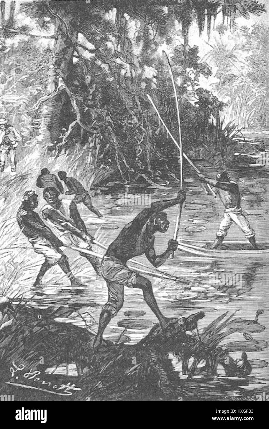 Illustrazione Nord contro Sud di Léon Benett per un'opera del XIX secolo. Foto Stock