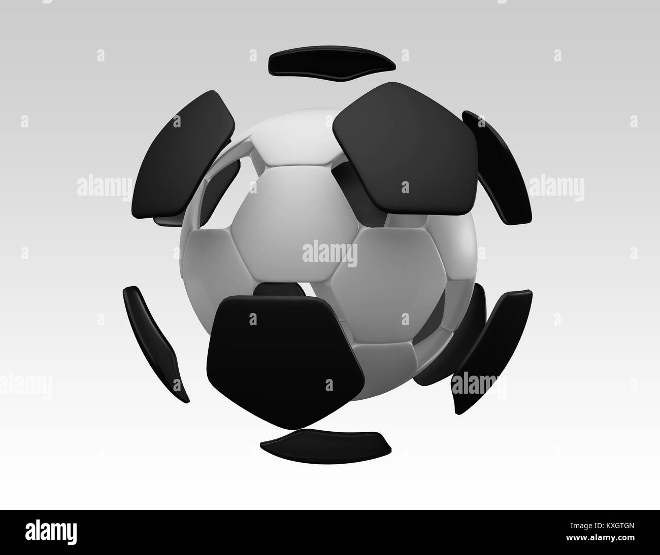 3D Soccer Ball - Vista esplosa Foto Stock