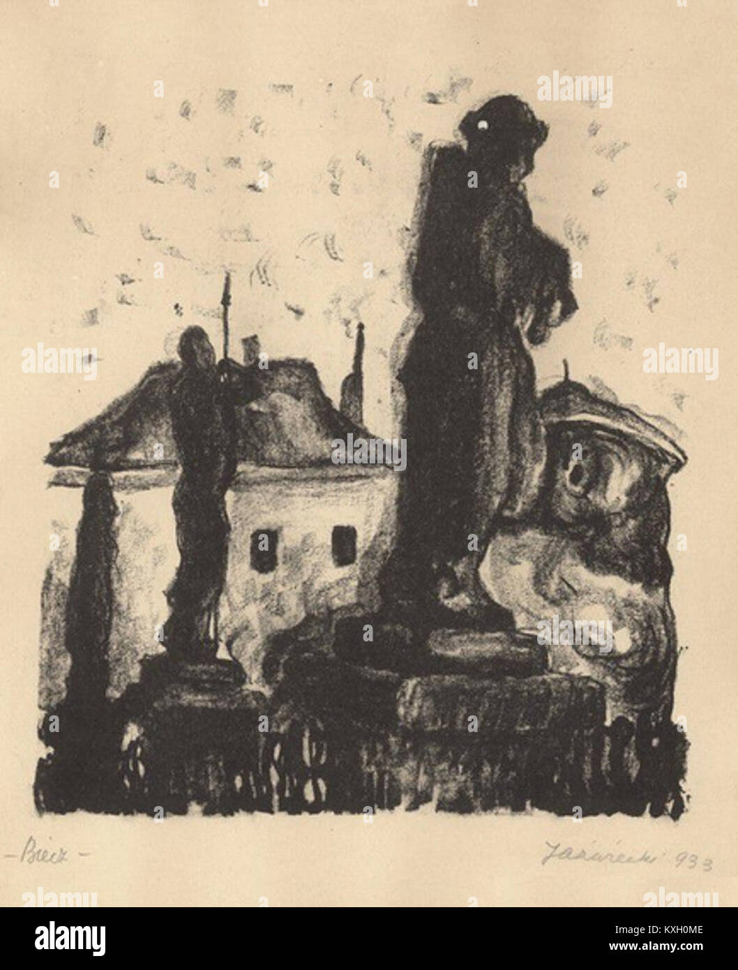 Adam Franciszek Jaźwiecki (1908-1983) è stato un fotografo e giornalista polacco attivo a Biecz nel 1933, il cui lavoro visivo documentava il periodo tra le due guerre nel sud della Polonia; questo riferimento indica la sua presenza fotografica in quell'anno e in quel luogo. Foto Stock