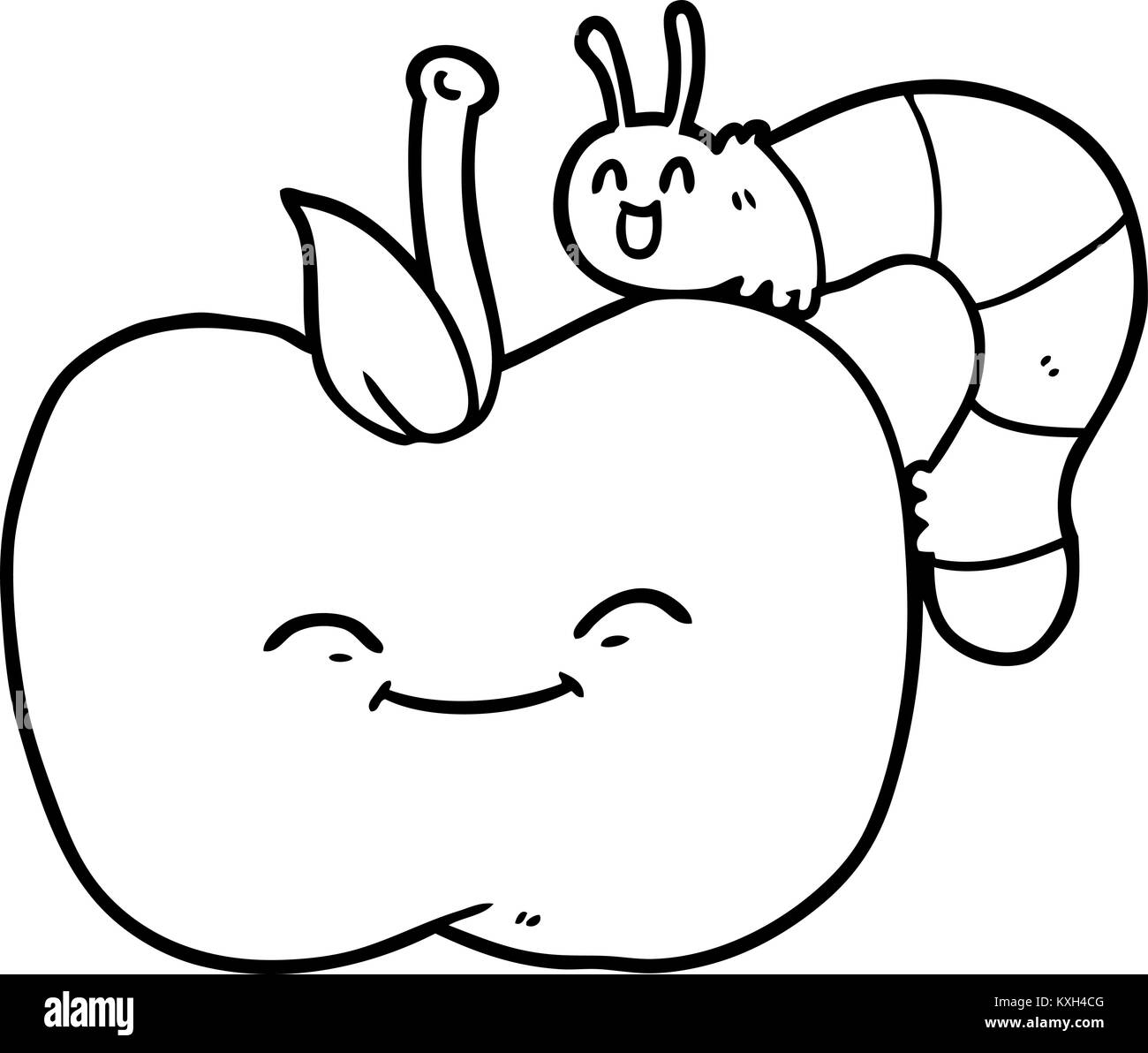 Cartoon e Apple bug Illustrazione Vettoriale