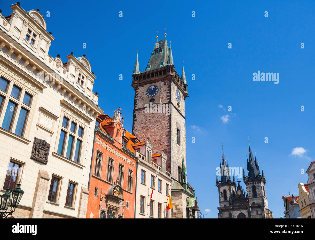 Il Municipio della Città Vecchia in giornata soleggiata, Praga, Repubblica Ceca Foto Stock