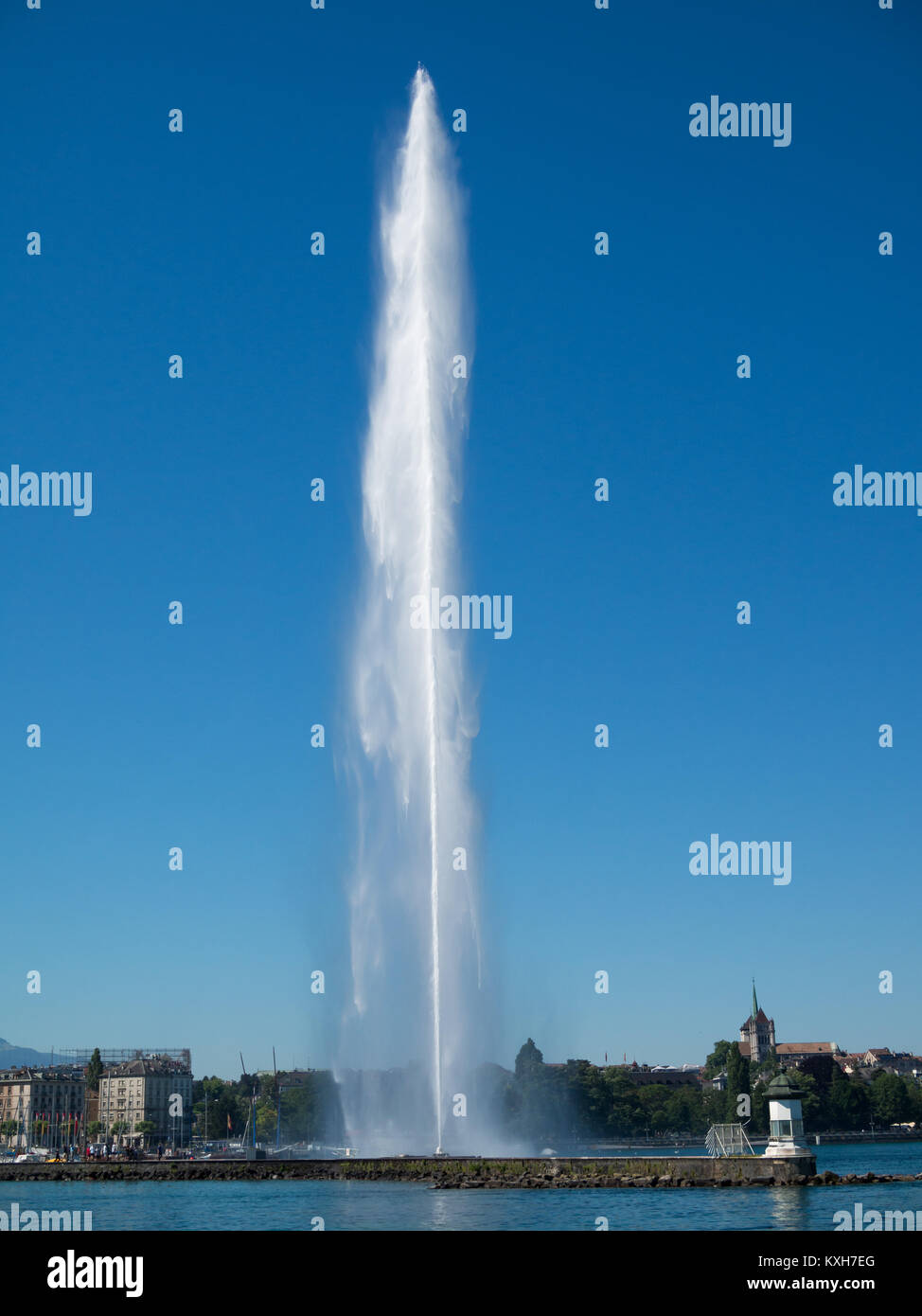 Ginevra a getto di acqua nel lago Foto Stock