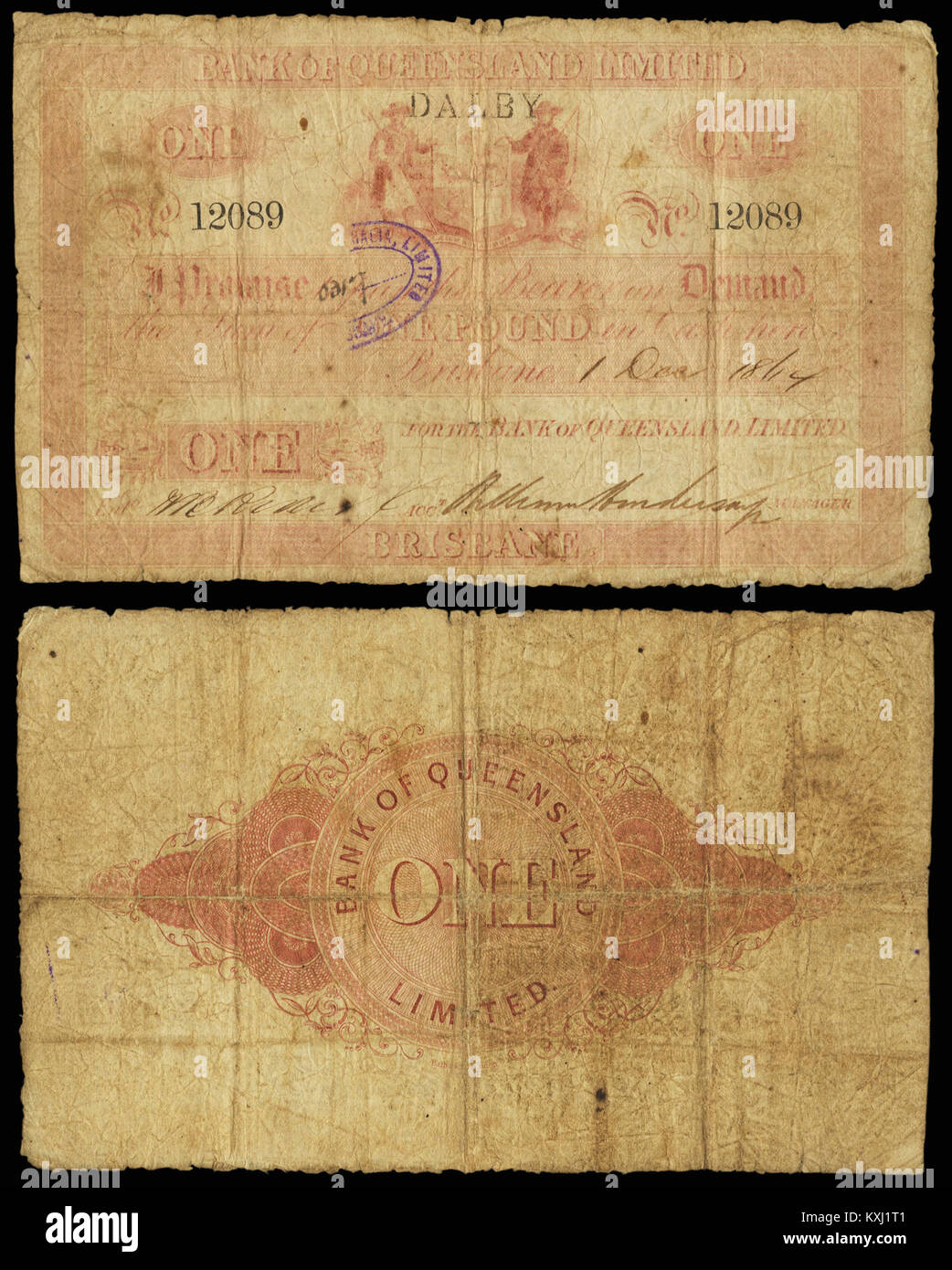 AUS-Bank of Queensland Limitata Filiale Dalby £1 Dicembre 1, 1864 Foto Stock