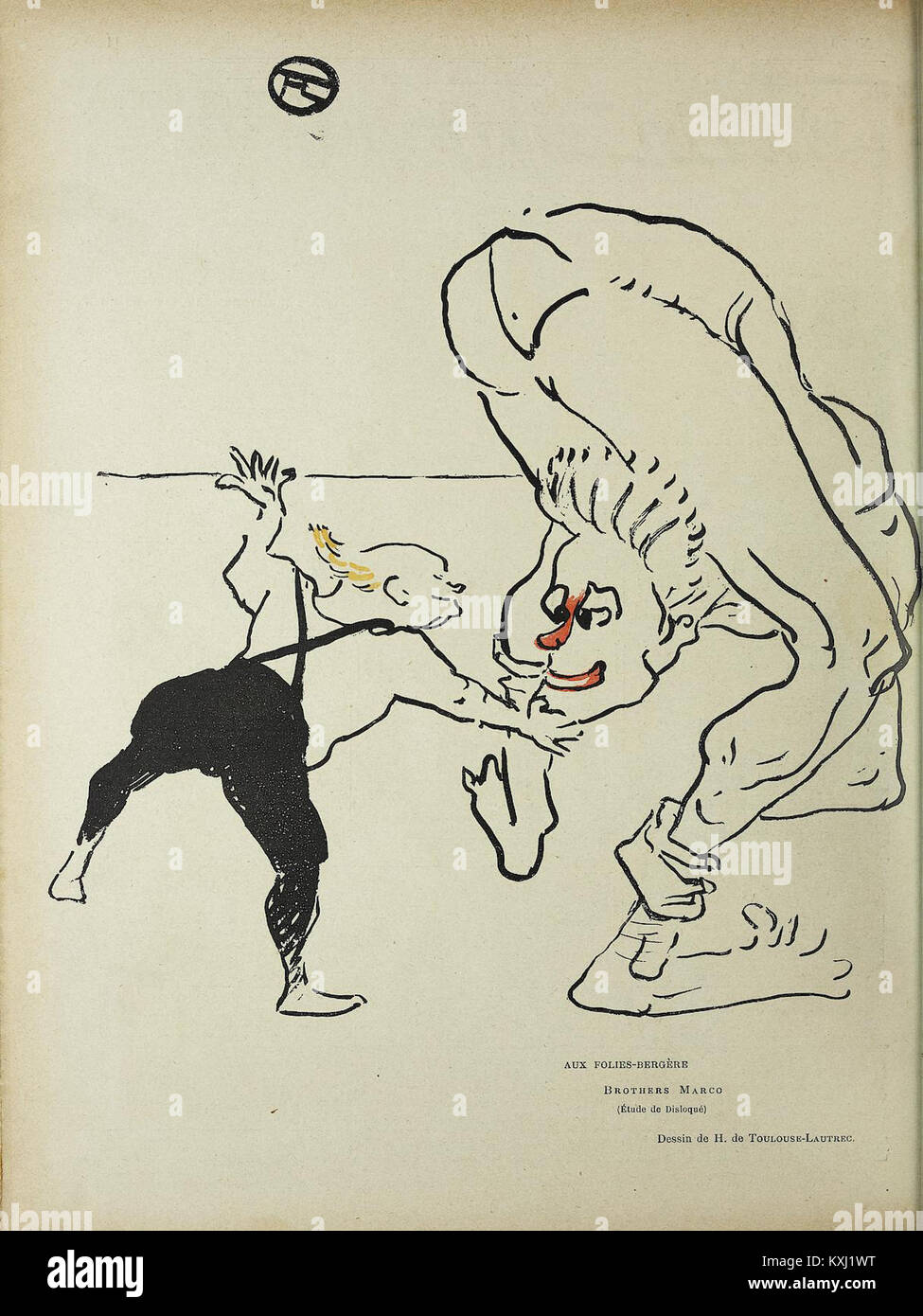 Un poster di Henri de Toulouse-Lautrec creato per le Folies-Bergère di Parigi, che illustra il programma di intrattenimento del teatro attraverso colori audaci, figure stilizzate e composizione dinamica. Foto Stock
