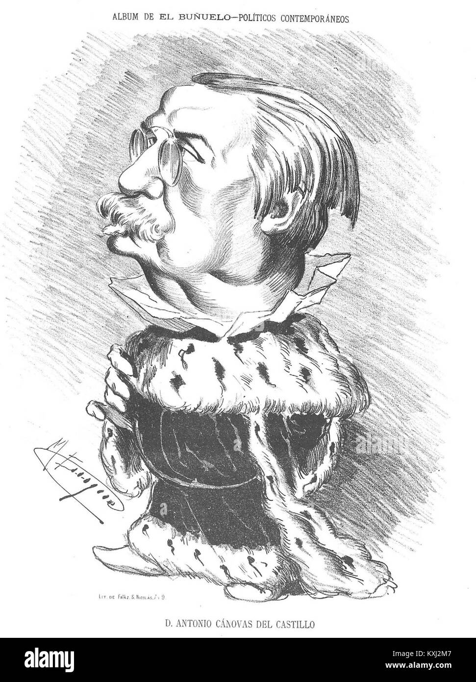 Antonio Cánovas del Castillo (1828-1897) è stato uno statista, storico e sei volte primo ministro spagnolo, architetto principale della Costituzione spagnola del 1876 e leader del Partito Conservatore durante l'era della restaurazione borbonica. Foto Stock