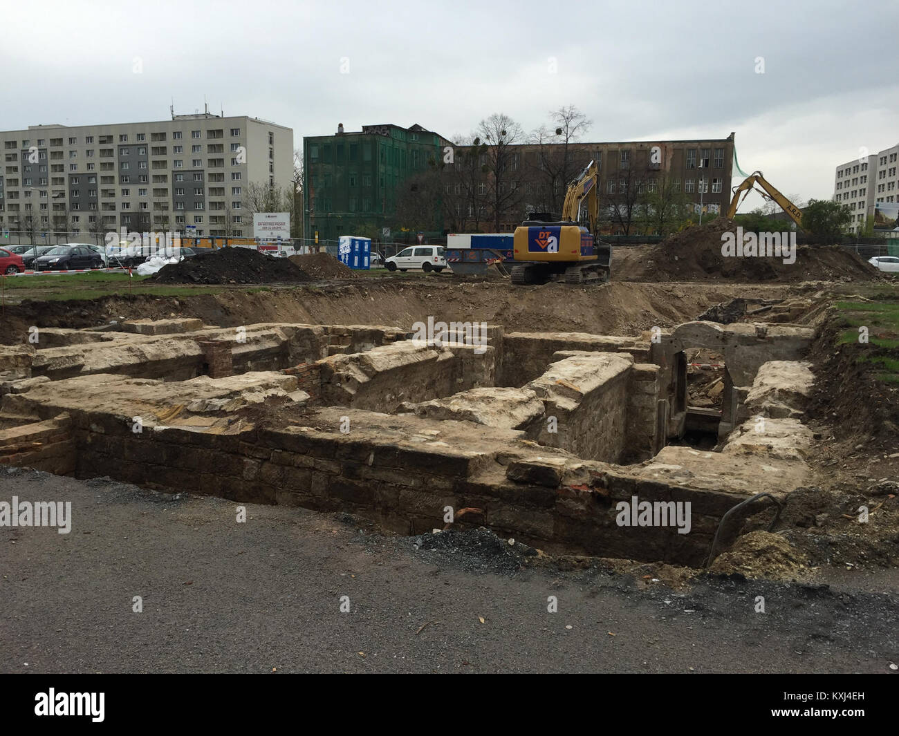 Archäologische Ausgrabungen Postplatz Dresden Foto Stock