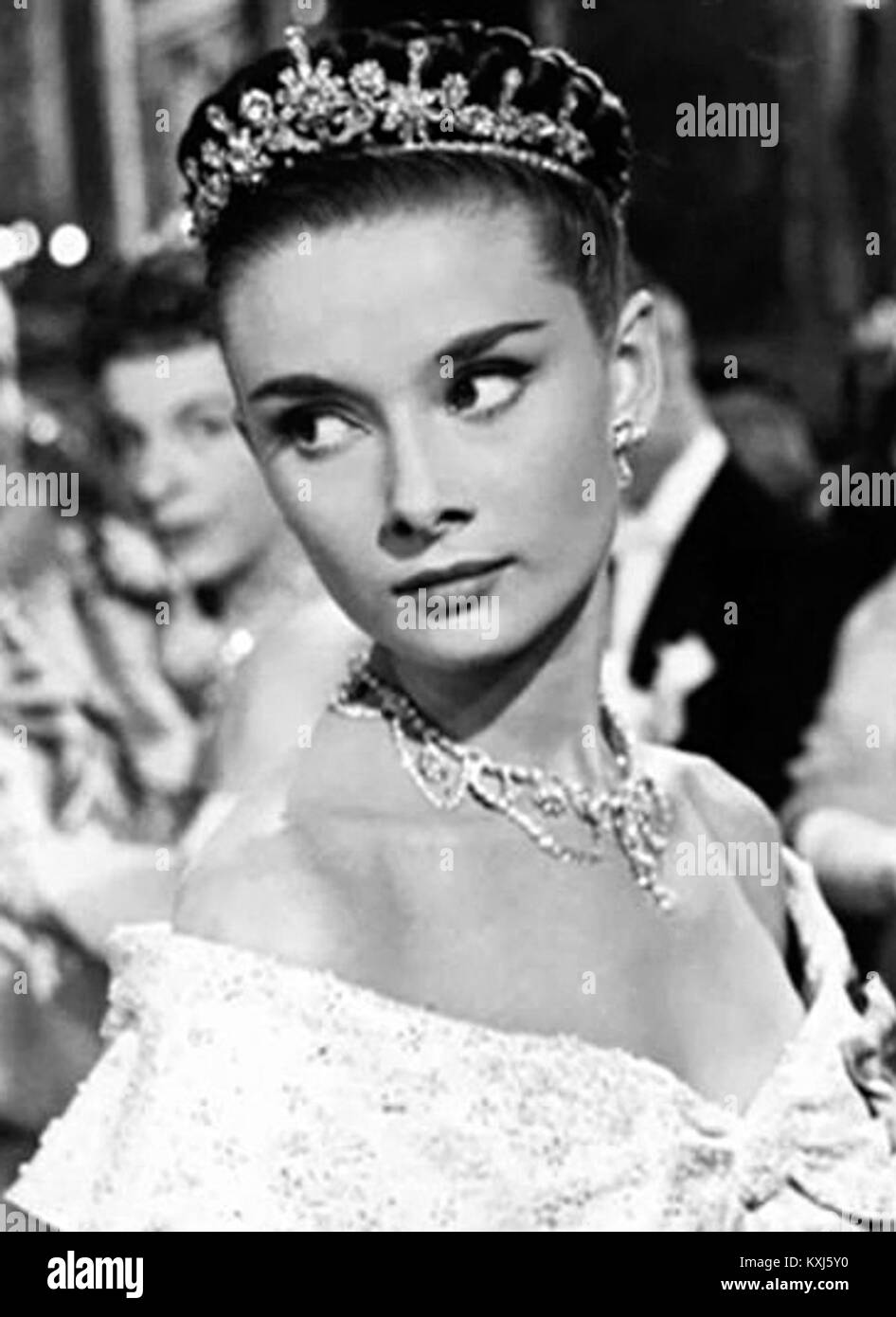 Audrey Hepburn e Harcourt Williams in una scena del film del 1953 "Vacanze romane", che mostra i loro ruoli in questa commedia romantica. Foto Stock