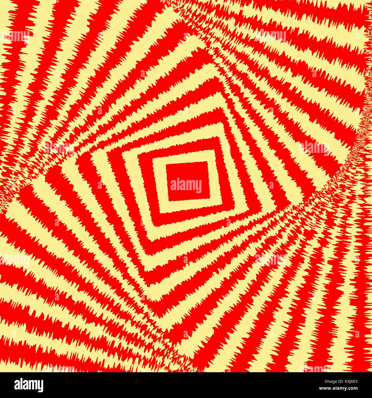 Abstract colorata illusione ottica, vettore di creative con sfondo rosso e giallo strisce distorto Illustrazione Vettoriale