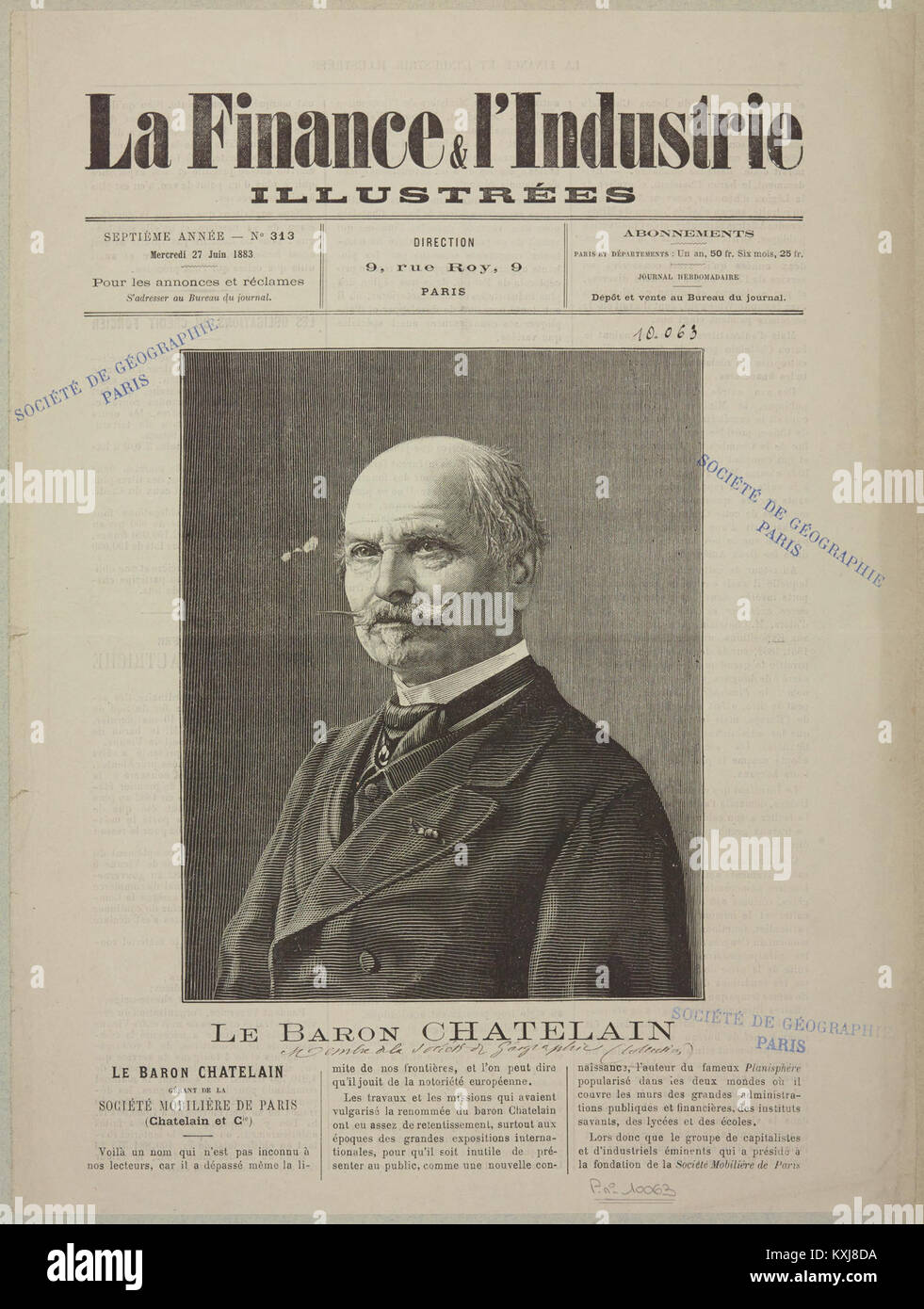 Un ritratto di Anatole Châtelain scattato nel 1883, che rappresenta una figura storica del XIX secolo, che mette in evidenza la moda d'epoca e lo stile fotografico. Foto Stock