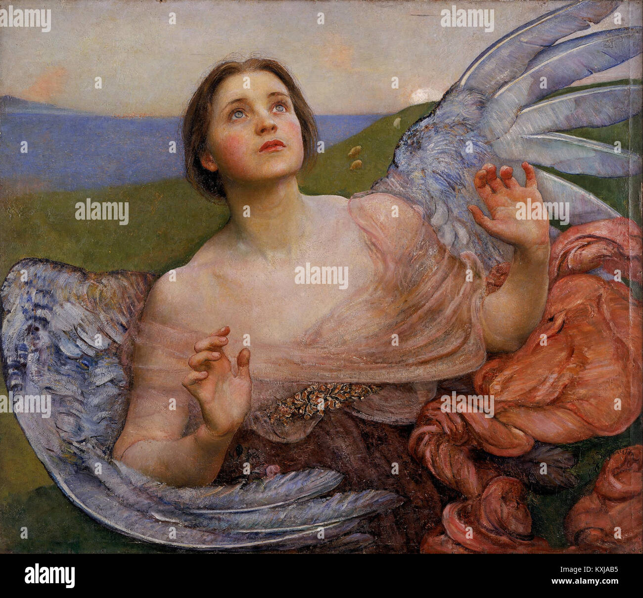 Dipingendo "il senso della vista" di Annie Louisa Swynnerton, nata Robinson, che mostra il suo lavoro di ritrattistica e arte allegorica, evidenziando temi sensoriali. Foto Stock