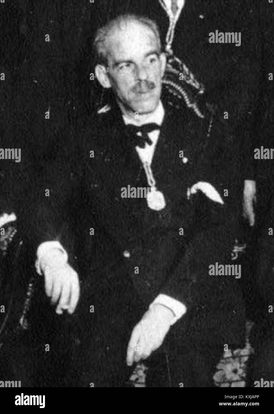 Fotografia di Antón Villar Ponte alla Real Academia Galega, A Coruña, scattata il 25 luglio 1934, che documenta un momento importante nella storia letteraria e culturale galiziana. Foto Stock