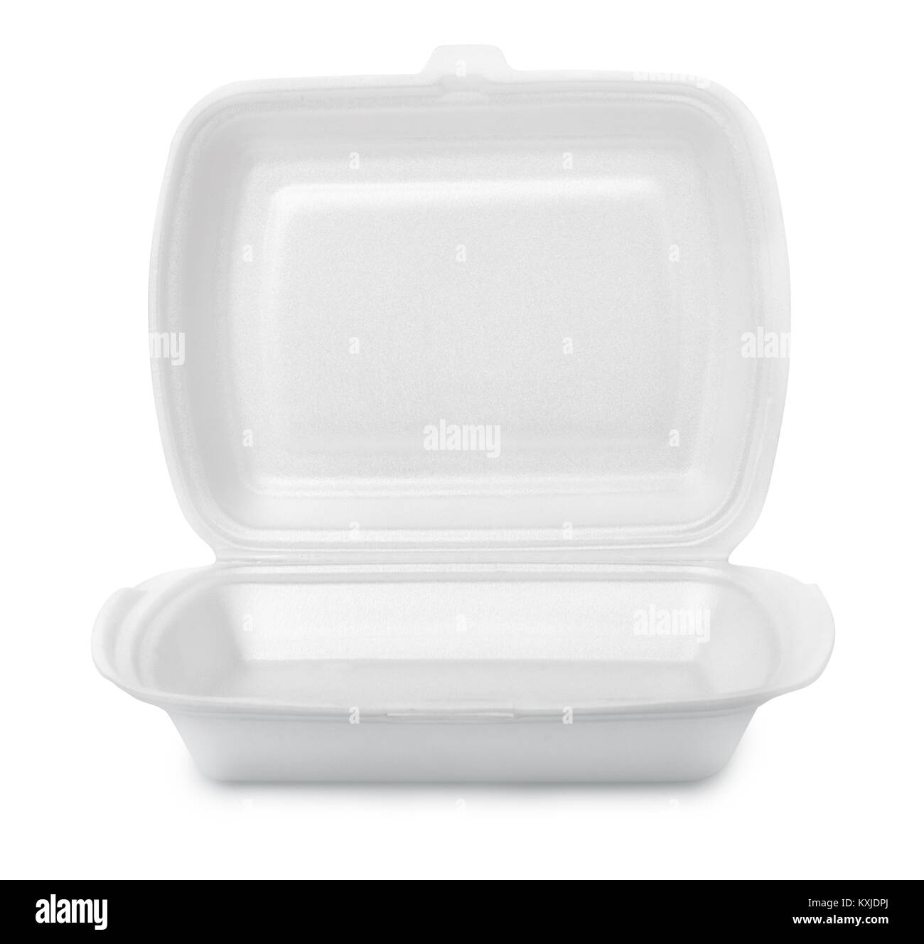 Aprire schiuma vuoto contenitore alimentare isolato su bianco Foto Stock