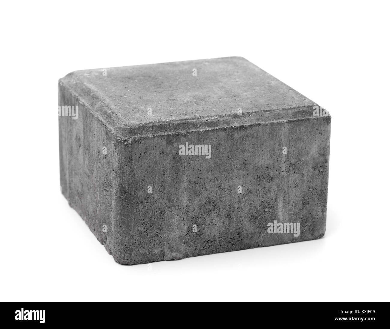 Unico cemento pavimentazione in pietra isolato su bianco Foto Stock