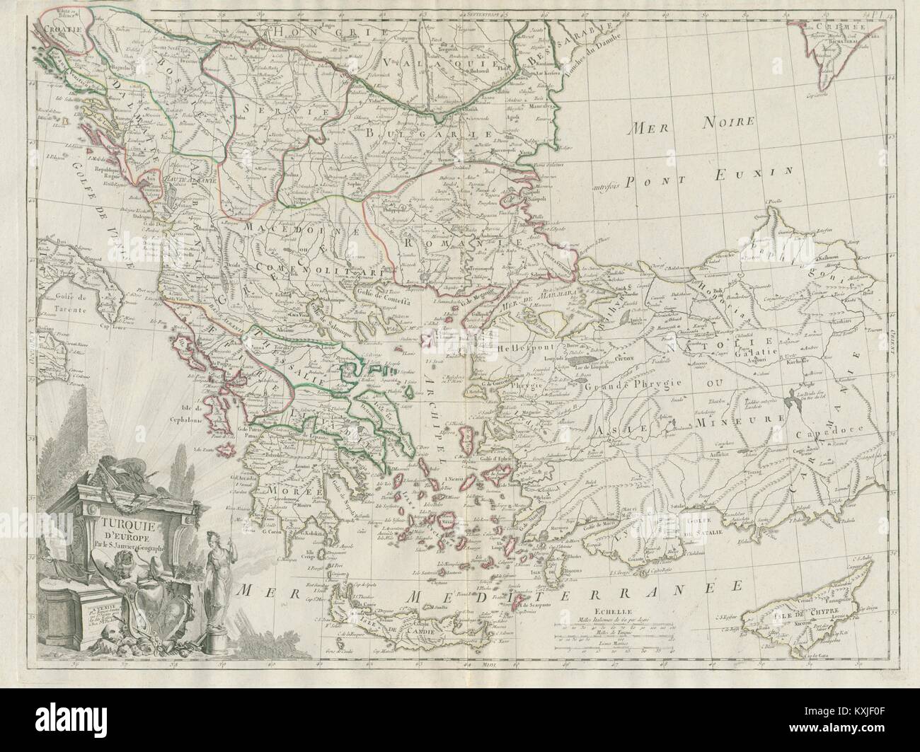 "Turquie d'Europa". Grecia Balcani Anatolia. SANTINI / JANVIER 1784 mappa vecchia Foto Stock