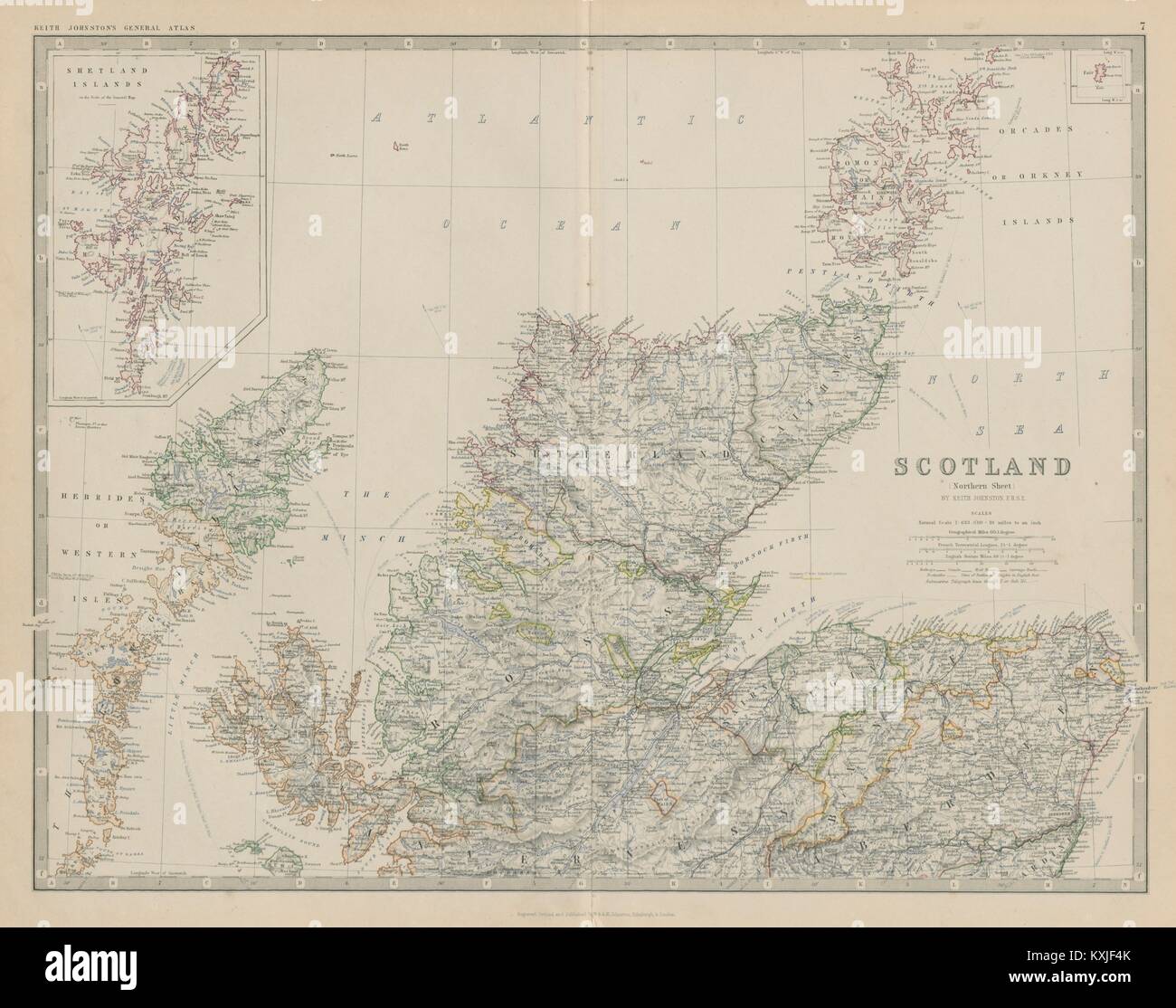Scozia (Nord). Scottish Highlands & Islands. 50x60cm. JOHNSTON 1879 mappa vecchia Foto Stock