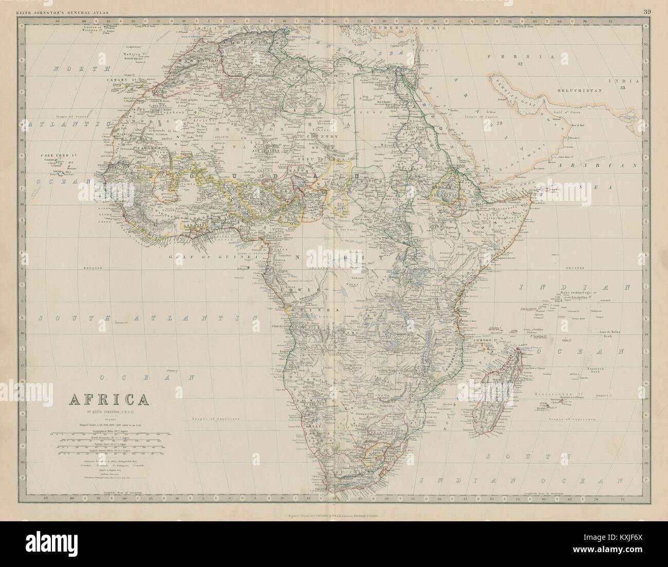 Africa pre Scramble. Nigritia Gando Sokoto Bornu. 50x60cm. JOHNSTON 1879 mappa Foto Stock