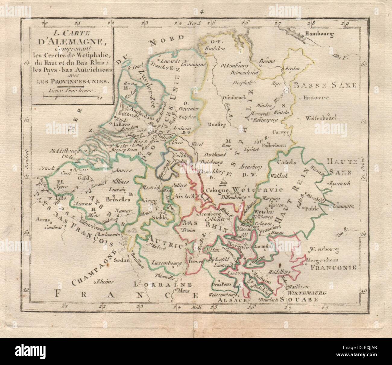 " I. Carte d'Alemagne' da BRION DE LA TOUR. Benelux Westfalia Alsazia 1777 mappa Foto Stock