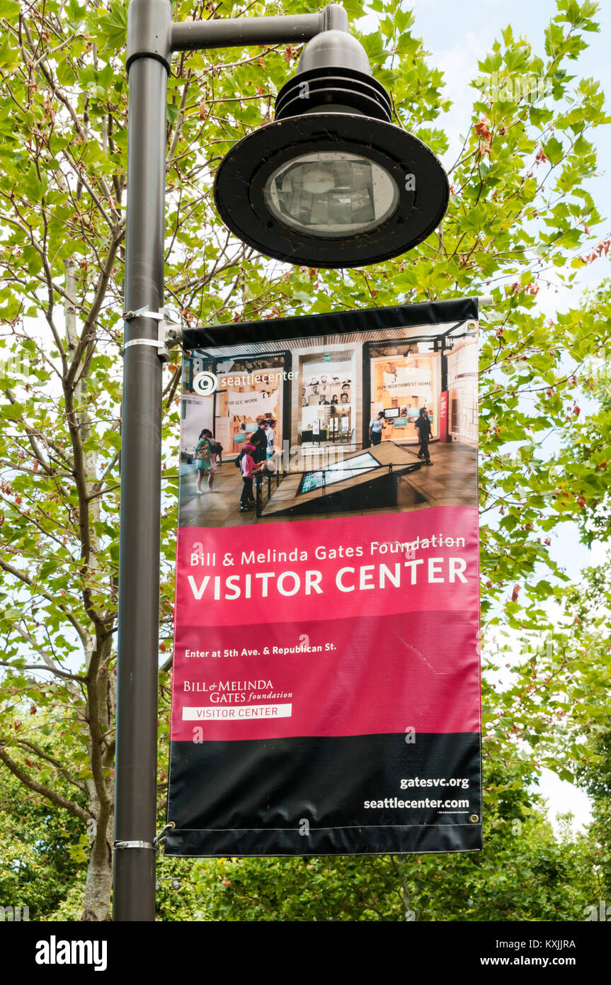 Un segno per la Fondazione Bill & Melinda Gates Visitor Center di Seattle. Foto Stock