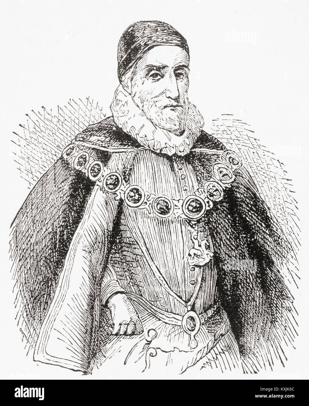 Charles Howard, 1° Conte di Nottingham, secondo il Barone Howard di Effingham, 1536 - 1624, aka Howard di Effingham. Statista inglese e Lord Alto Ammiraglio sotto Elisabetta I e Giacomo I. Da Ward e bloccare la storia illustrata del mondo, pubblicato c.1882. Foto Stock