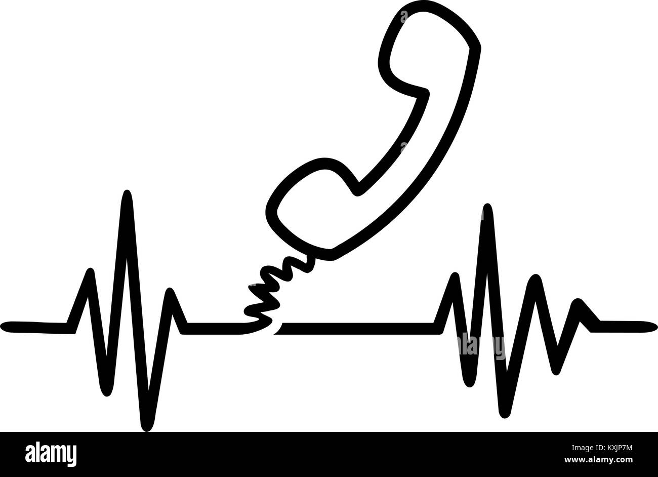 Segretario heartbeat telefono linea Illustrazione Vettoriale