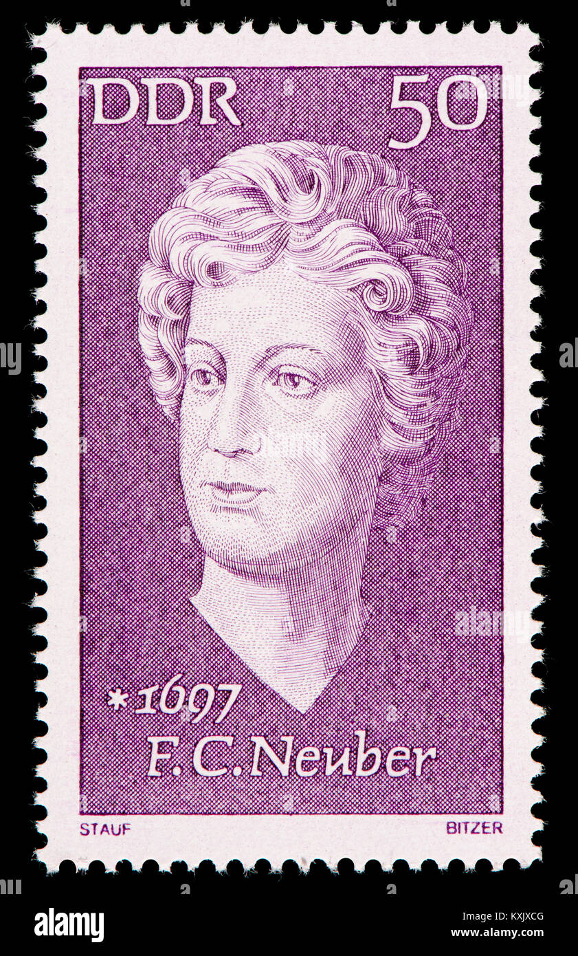 Tedesco orientale francobollo (1972) : Friederike Caroline Neuber (1697 - 1760 ) attrice tedesca e direttore del teatro. Foto Stock