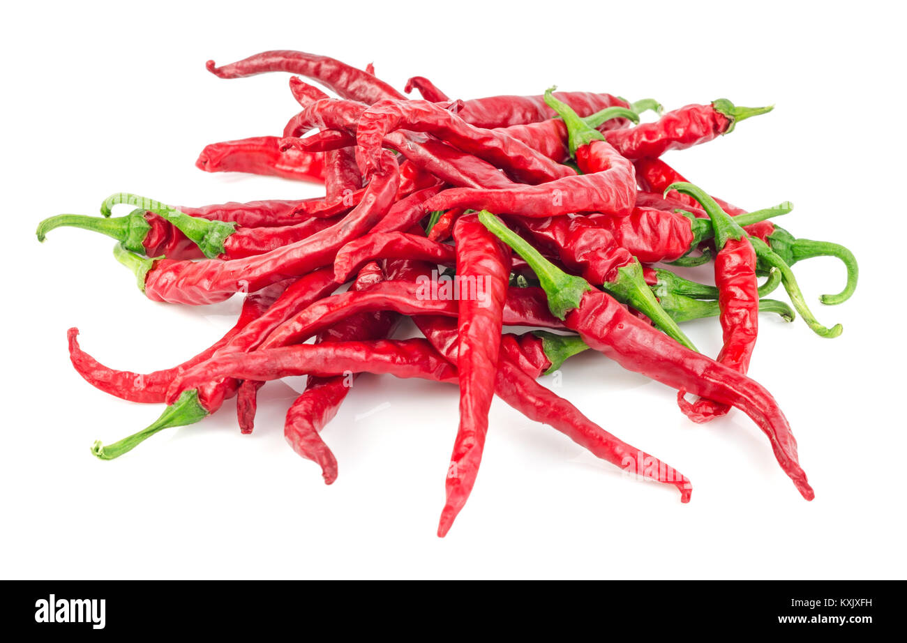 Peperoncino rosso isolato su uno sfondo bianco Foto Stock