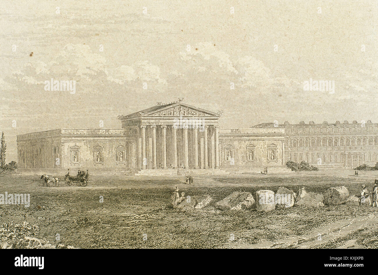 Germania. Monaco di Baviera. La Glyptothek. Incisione. Panorama Universale, 1843. Foto Stock