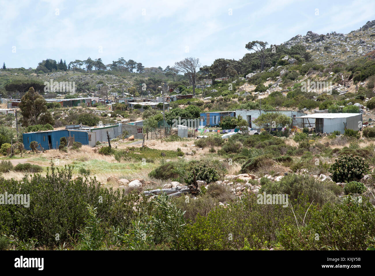 Teeberg, Table Mountain National Park, Sud Africa. 2017. Squatter camp nel Parco Nazionale di Table Mountain e Cape del Sud. Insediamento informale. Foto Stock