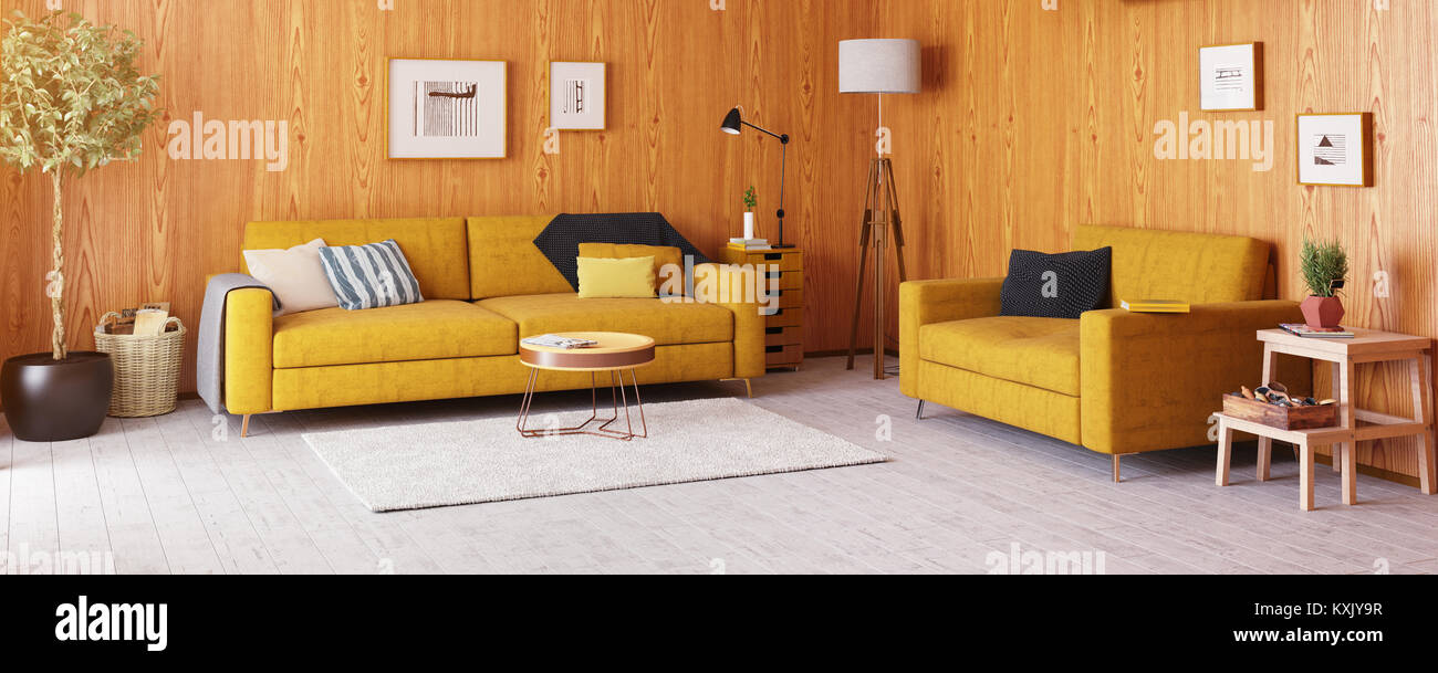 Bellissimi interni vintage. le pareti in legno concept Foto Stock