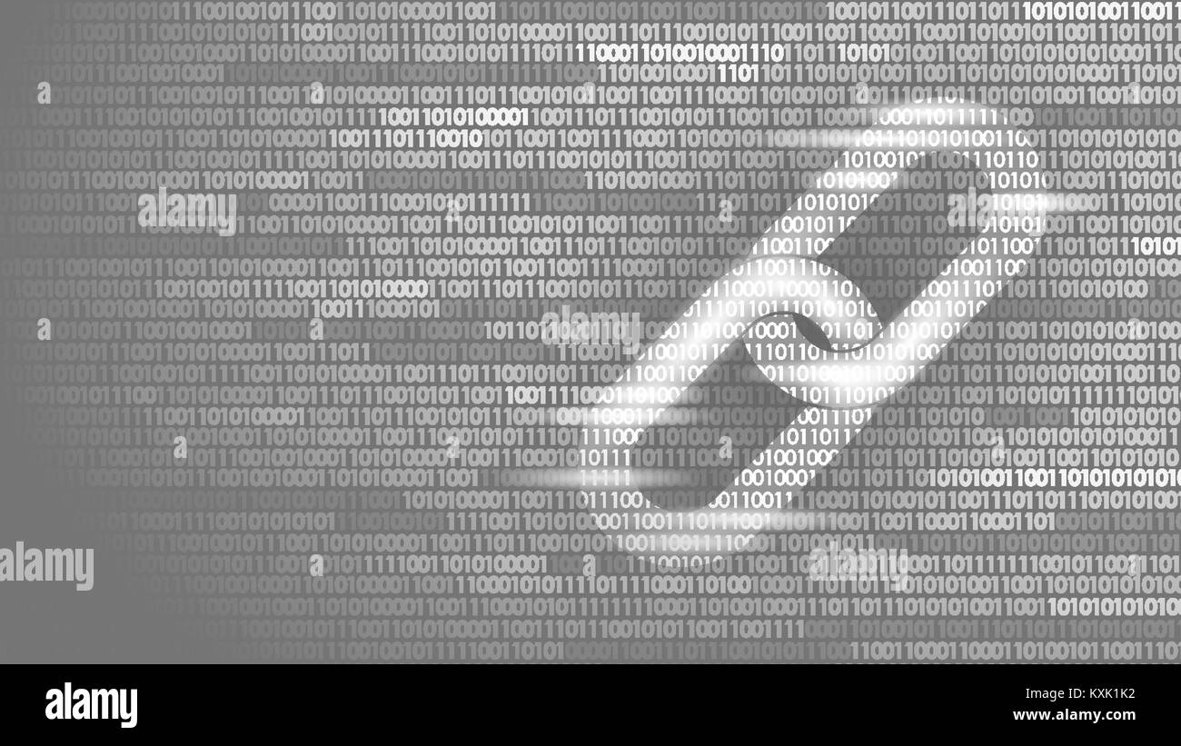 Collegamento ipertestuale Blockchain simbolo sul numero di codice binario grande di informazioni sul flusso di dati. Finanza Cryptocurrency concetto aziendale illustrazione vettoriale modello di sfondo Illustrazione Vettoriale