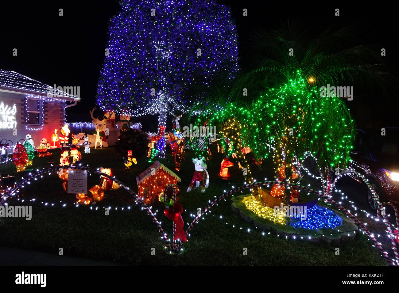 Le luci di Natale al crepuscolo motel, Holly Hill, Florida Foto Stock