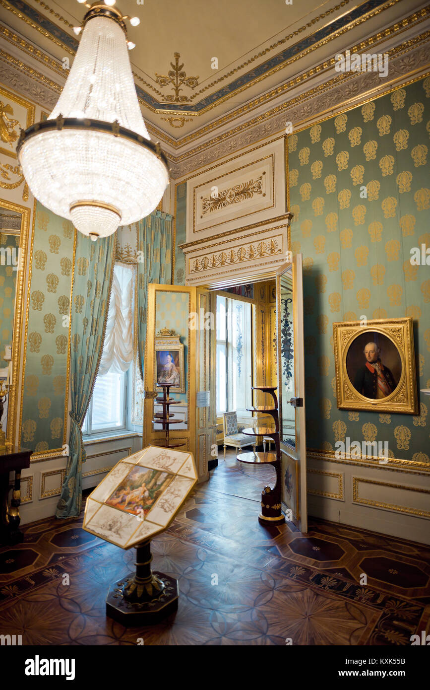 Royal sala da scrittura e oro cabinet, Albertina di Vienna. Foto Stock