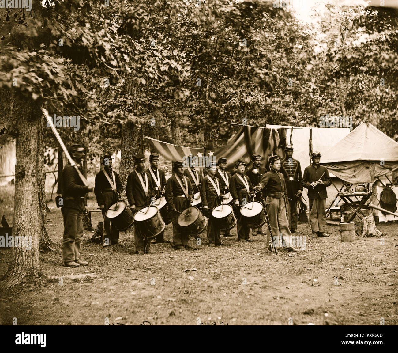 Bealeton, Va. Drum corps, 93d New York Fanteria Foto Stock