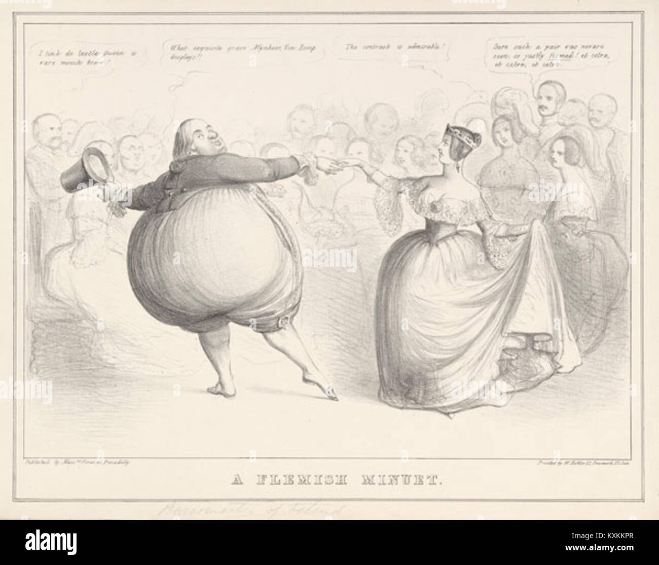 Questa immagine raffigura un minuetto fiammingo creato da John Doyle, che mostra musica da ballo barocca e elementi di notazione visiva. Foto Stock