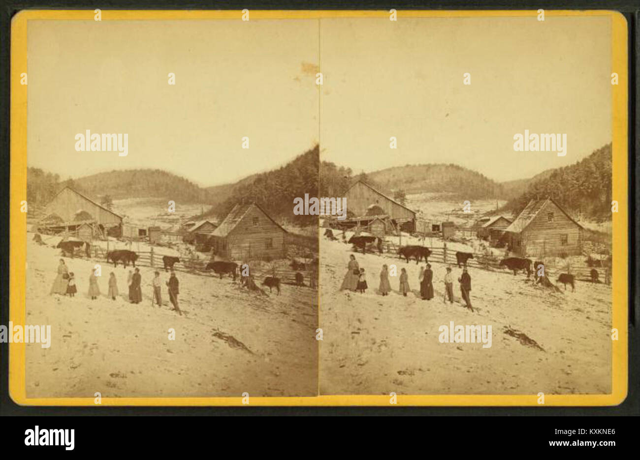 Una rappresentazione del XIX secolo di J. B. Bergstresser di una casa di campagna vicino alla Germania, che cattura lo stile architettonico, l'ambiente rurale e il fascino regionale del periodo. Foto Stock