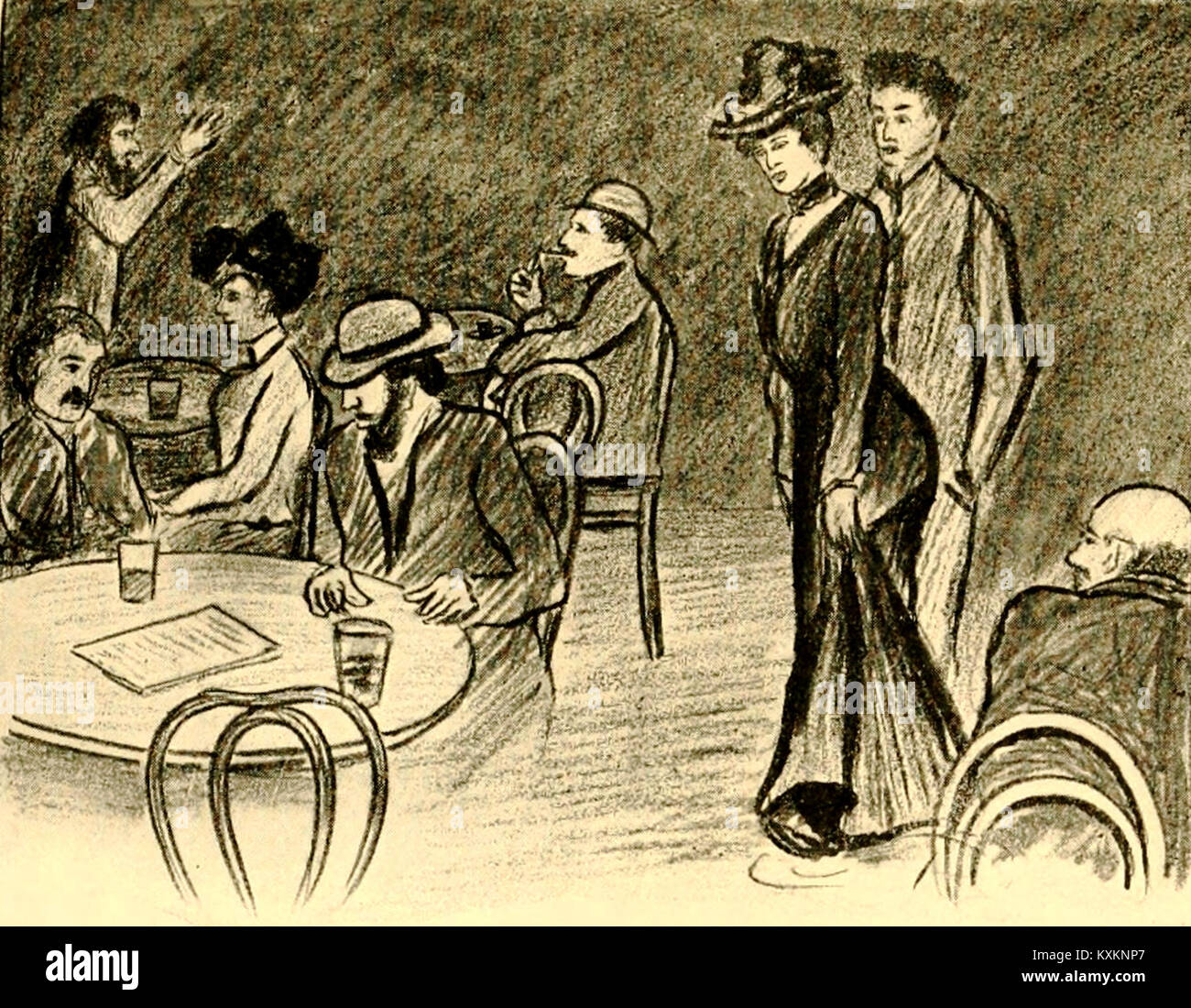 Un yong uomo e una giovane donna appena entrato nella caffetteria. Lo spirito del ghetto.1902 Foto Stock