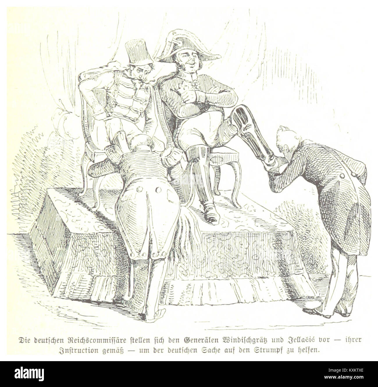 Questa caricatura del 1898 di BACH illustra i commissari imperiali tedeschi, evidenziando elementi satirici di figure politiche e amministrative durante il periodo. Foto Stock