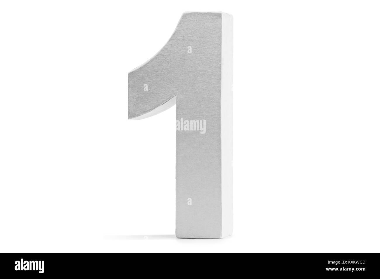 Il numero uno nella figura di cartone isolati su sfondo bianco Foto Stock