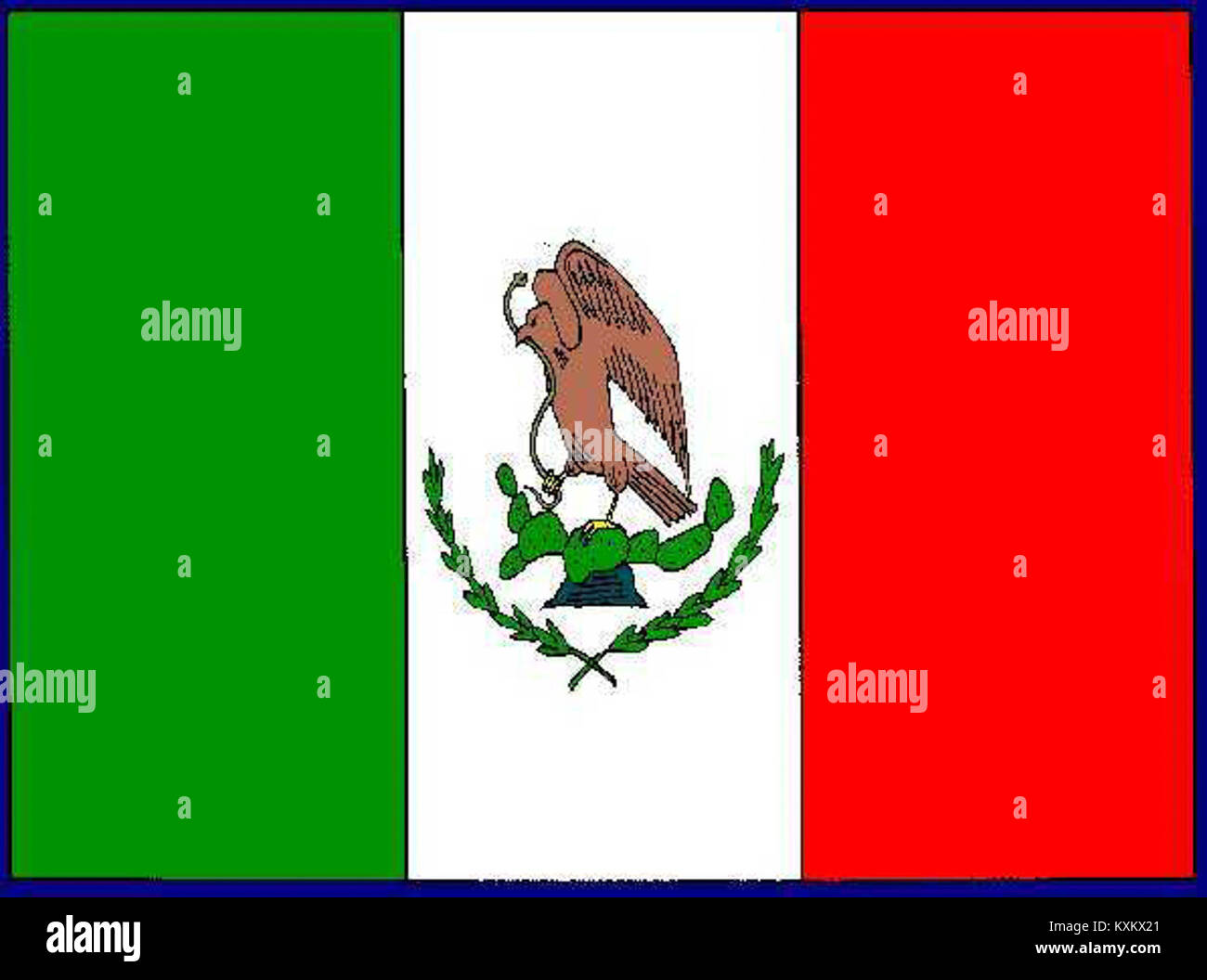 Questa immagine mostra la bandiera del Messico durante i suoi due periodi storici chiave: La Repubblica Federale e la Repubblica centralista. La bandiera riflette l'identità nazionale e l'evoluzione politica del Messico durante il XIX secolo. Foto Stock